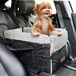 Console de centre siège de voiture de chien pour petits chiens,PU Siège de booster de voiture en cuir petit chien, pliable avec crochet de protection sans danger Straps réglables et animal de poche de rangement jusqu'à 15lbs-Green