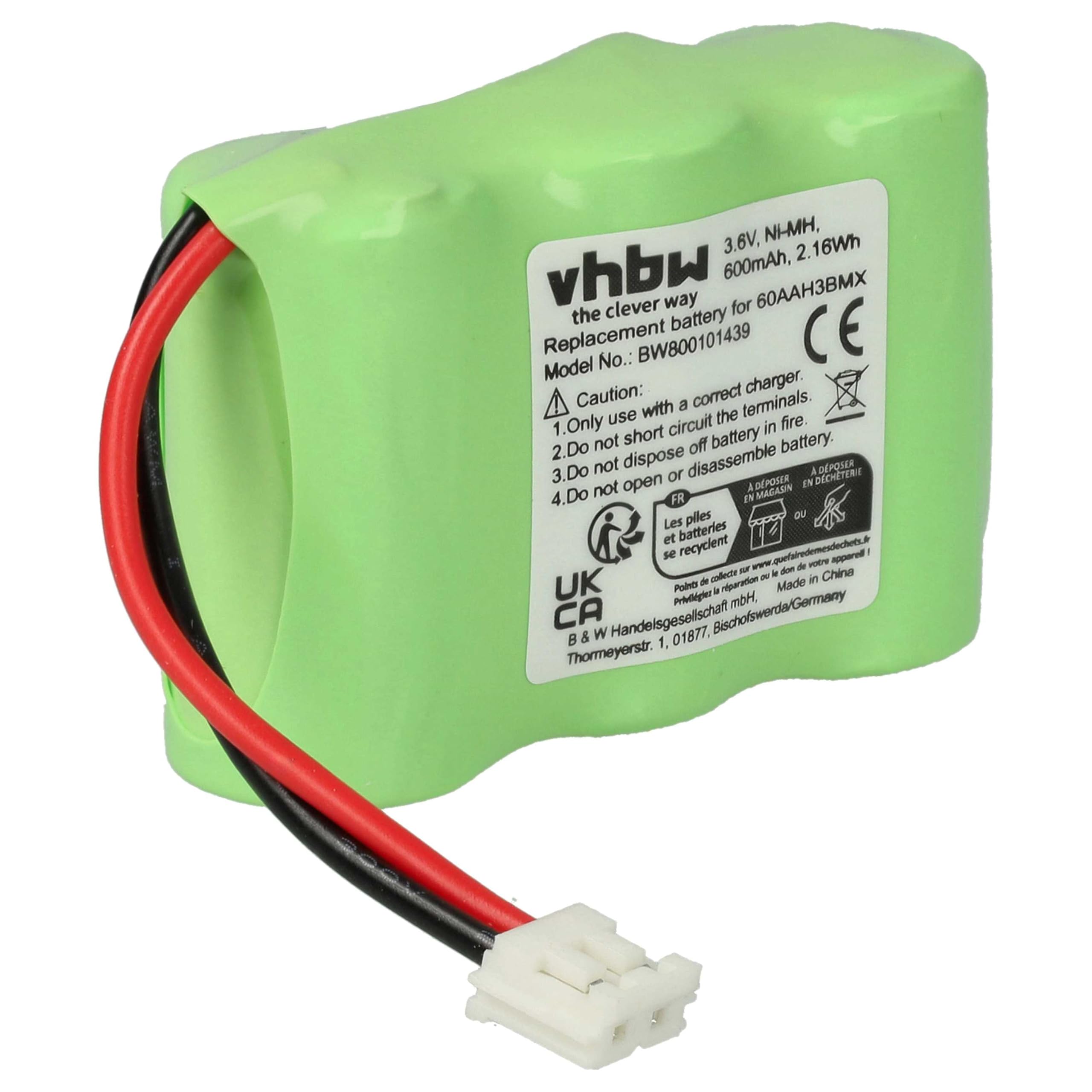 vhbw 1x Batterie Compatible avec Ascom Adesso téléphone Fixe sans Fil (600mAh, 3,6V, NiMH) - Remplacement pour 60AAH3BMX, HSC22, V30145-K1310-X147, C39453-Z5-C193
