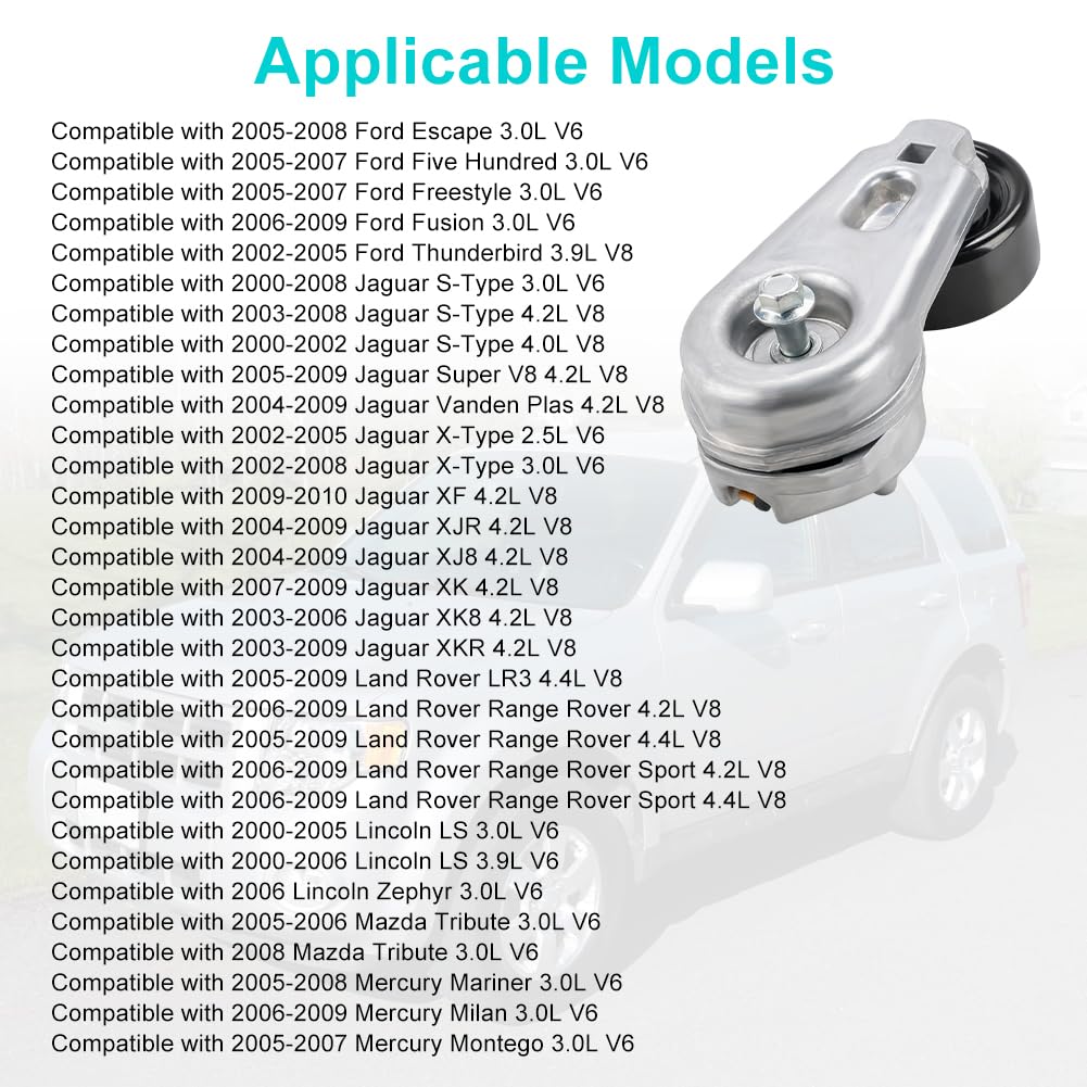 Serpentine Belt Tensioner Assembly Fit Ford Jaguar Land Rover Lincoln Mercury