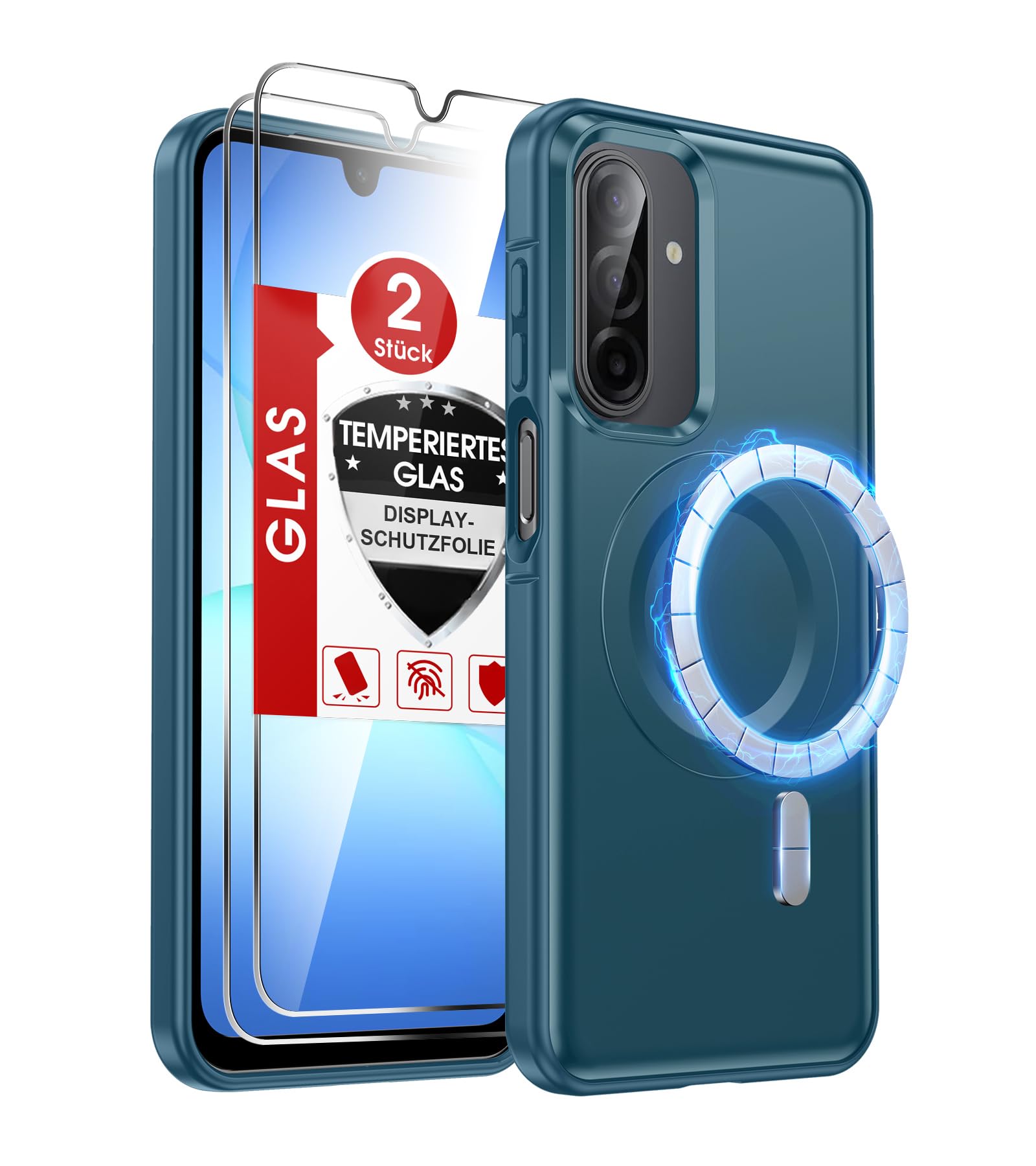 LeYi Handyhülle für Samsung Galaxy A37 5G Hülle für Panzerglas 2X mit Magsafe Kameraschutz Ultra Dünn, Slim Magnetisch Schutzhülle, Matt Transluzent Phone Case A 37 256gb- Violett