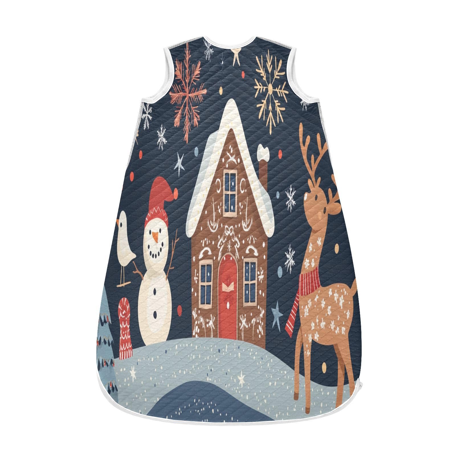 Kigai Christmas Snowmen Deer Baby Sleep Sack Wearable Blanket Sleeping Bag 2-Way Zipper Soft Swaddle Transition Sack