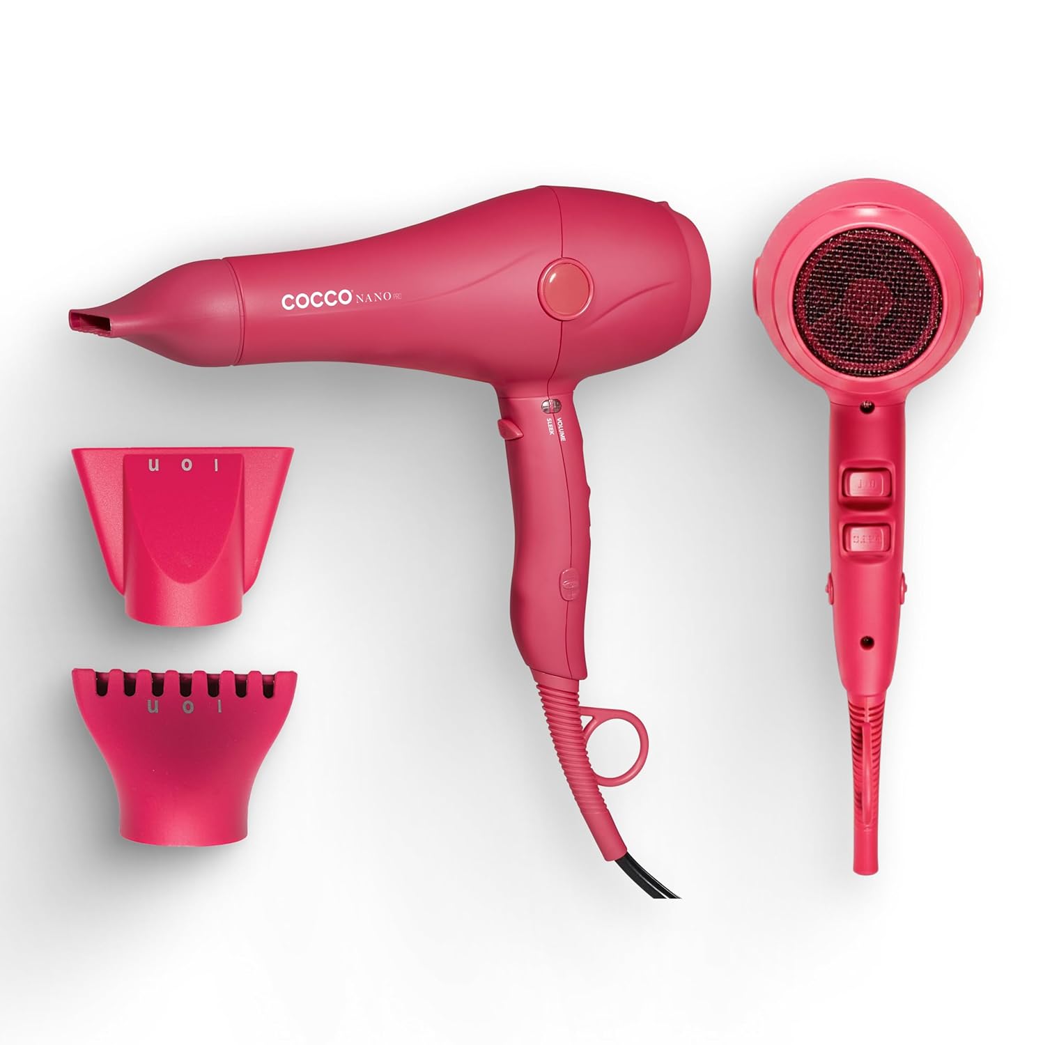 Cocco Nano Pro Hair Dryer, Ultra Lightweight, Ionic Intel System, Ceramic Spheres Technology, Professional Performance, Pink