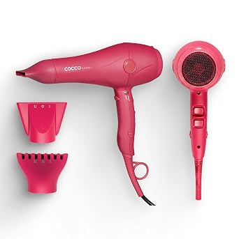 Cocco Nano Pro Hair Dryer, Ultra Lightweight, Ionic Intel System, Ceramic Spheres Technology, Professional Performance, Pink