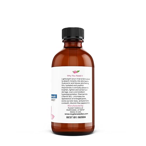 Miniatura 3 de Planet Eden Suero intensivo de niacinamida al 12% + ácido hialurónico (1 oz) de vitamina B3 - Corregir el daño solar