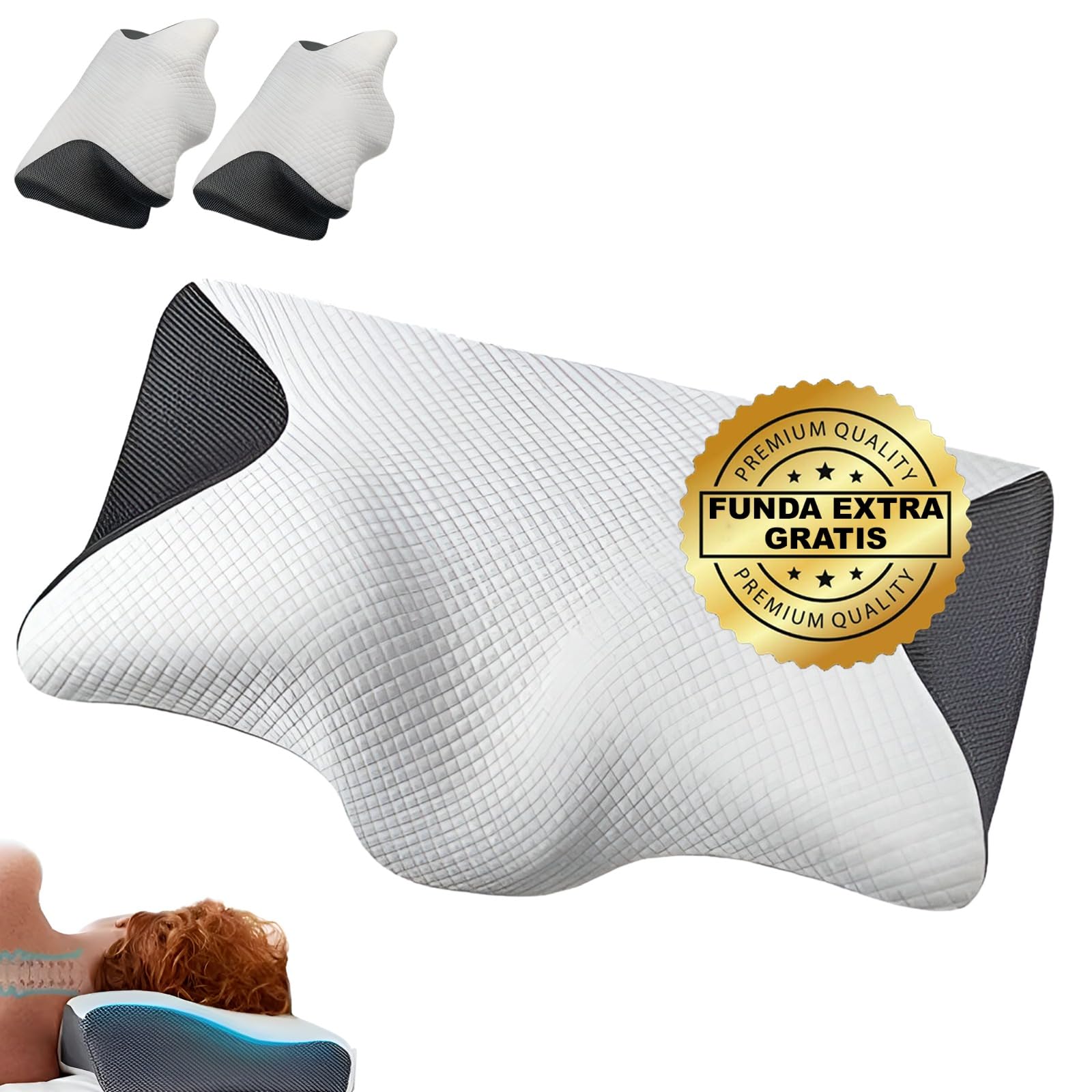 Almohada Cervicales y Cuello | Funda Extra Gratis | Almohada Viscoelastica Antironquidos | Almohada Cervical | Almohadas Cervicales | Antirronquidos | Almohada Mariposa
