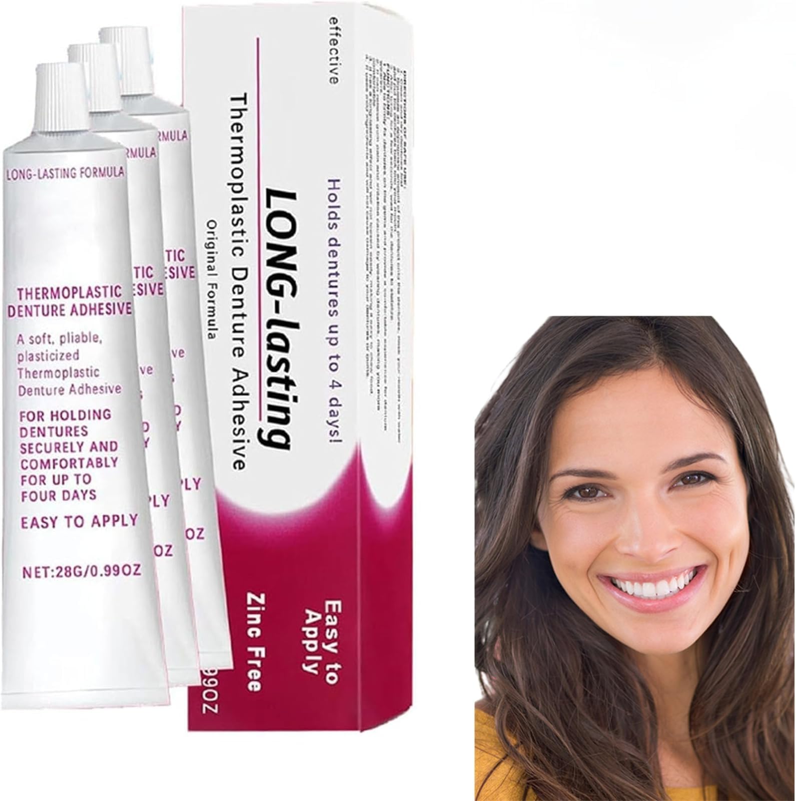 Jeremytis Denture Adhesive, Cushion and Reliner, Comfortable Kit, Soft Thermoplastic Adhesive for Dentures (3, White)