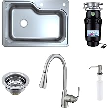 Waste Maid All-In-One Single Bowl Brushed Stainless Steel Kitchen Sink with Pull-Down Faucet, and Soap Dispenser, Includes 1/2 HP Garbage Disposer