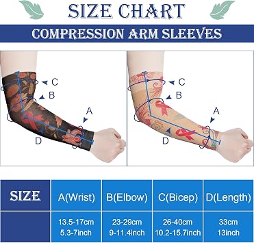 Toulite 2 Pairs Lymphedema Compression Arm Sleeves for Women Men 20-30 Mmhg Breast Cancer Awareness Sleeves Floral Tattoo Gardening Sun Protection