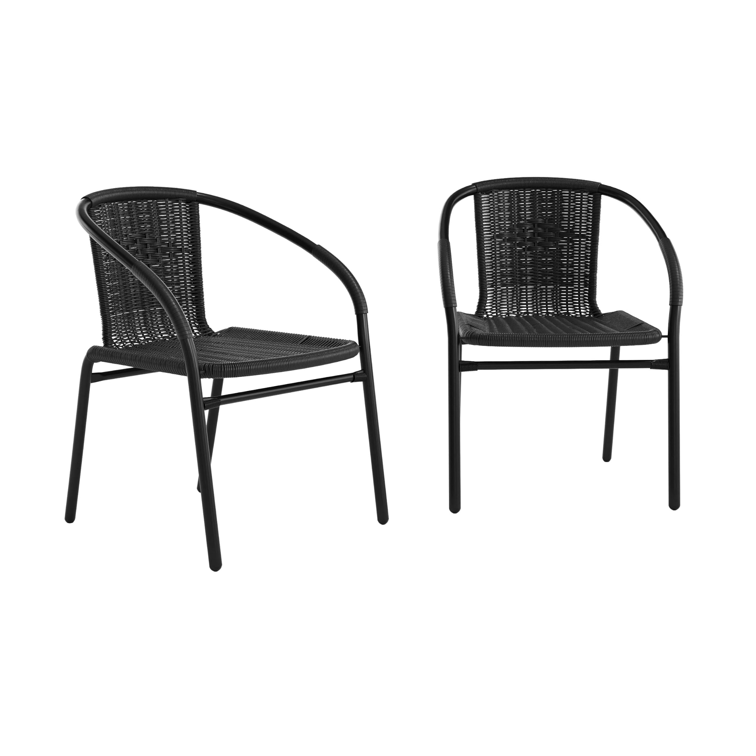 Flash Furniture Black / Set of 2 / Contemporary Patio Dining Chairs