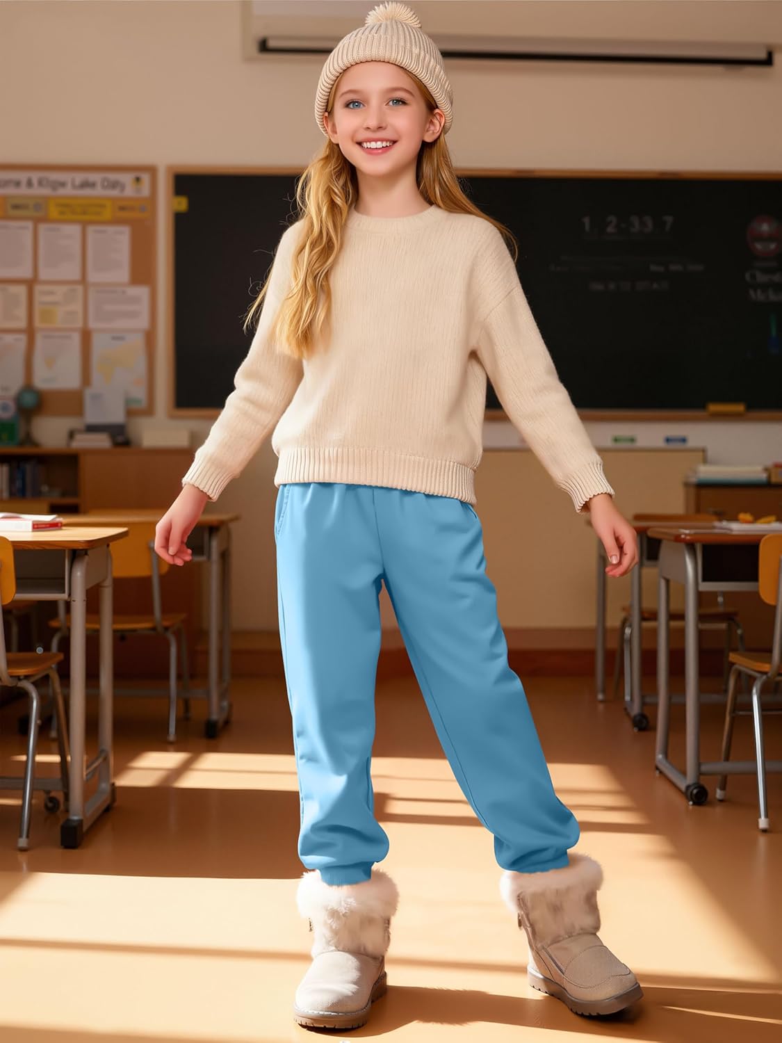 Resinta Girls Fleece Lined Sweatpants Youth Jogger Athletic Pants Kids Pull-On Pants with Pockets and Drawstring - Image 6