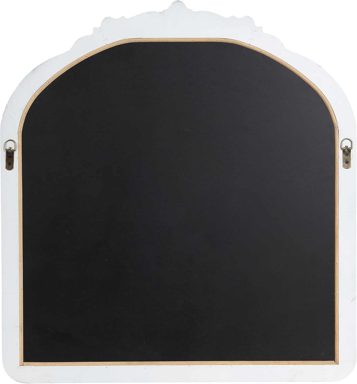 Kate and Laurel Jenelle Traditional Arched Baroque Wall Mirror; 28 x 30; White; Distressed Antique-Inspired Vintage Arch Mirror with Ornate Garland Crown for Bathroom Vanity or Fireplace Mantel