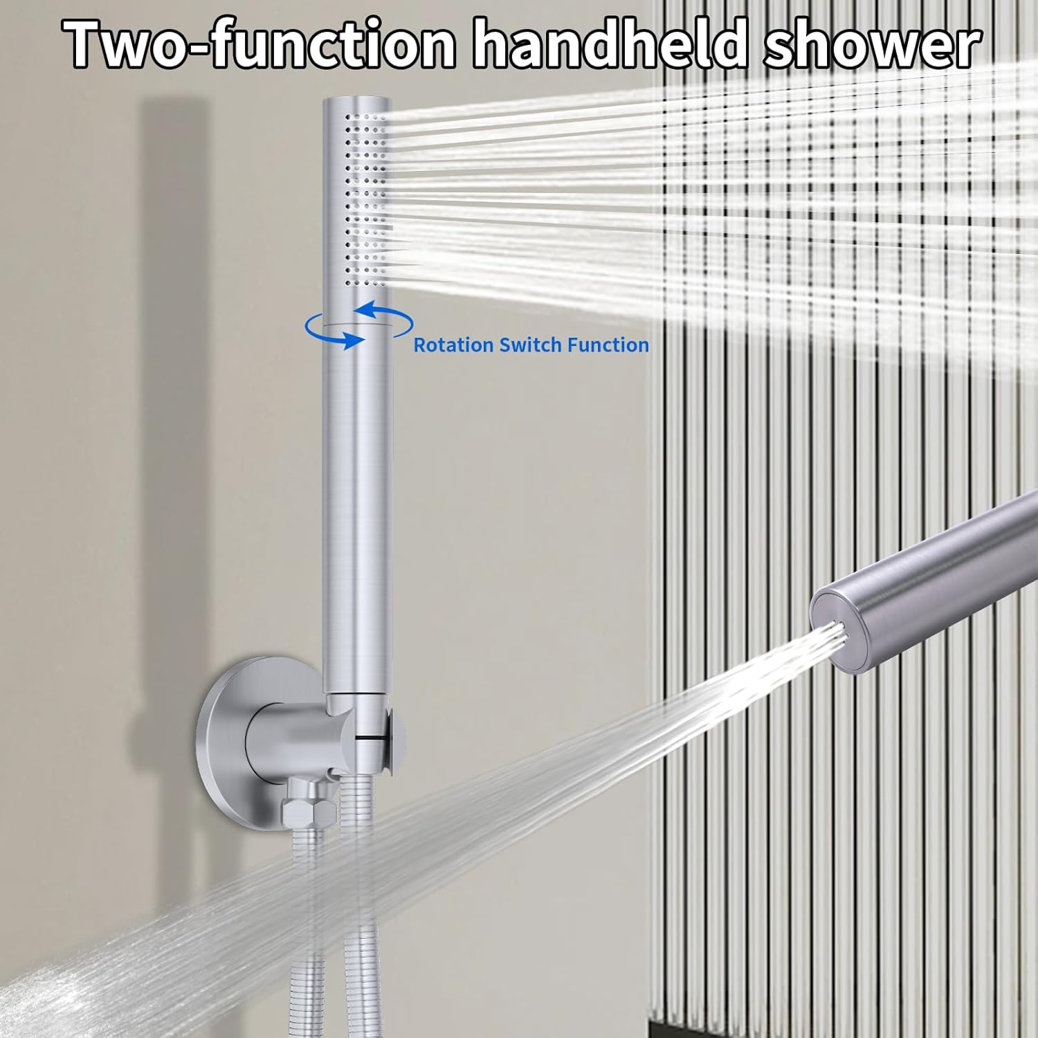 Bathroom Brass High Pressure 2 In 1 Function Handheld Shower Head Sprayer Wand With 79 Inch Hose Holder (Brushed Nickel)