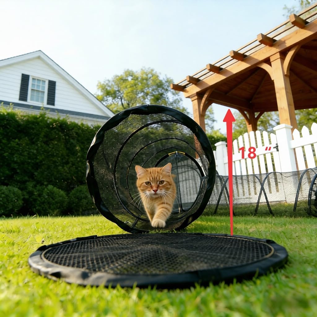 CypherX Outdoor Cat Tunnel Enclosures, 3 in 1 Catio Portable Cat Tent with Tunnel for Outside and Indoor, Pop up Pet Cage Cat Playpen Outdoor for Indoor Cats and Other Small Animals (Black)