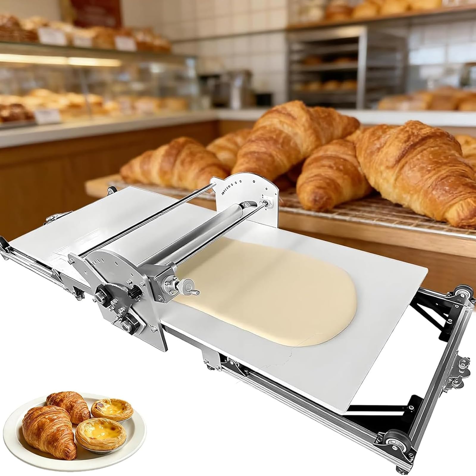 Laminoir Électrique Professionnel - Machine À Laminer La Pâte Pliable Avec Épaisseur Réglable De 2 À 30 Mm, En Acier Inoxydable Pour Croissants Et Pâte Feuilletée, Idéal Pour Les Boulangers