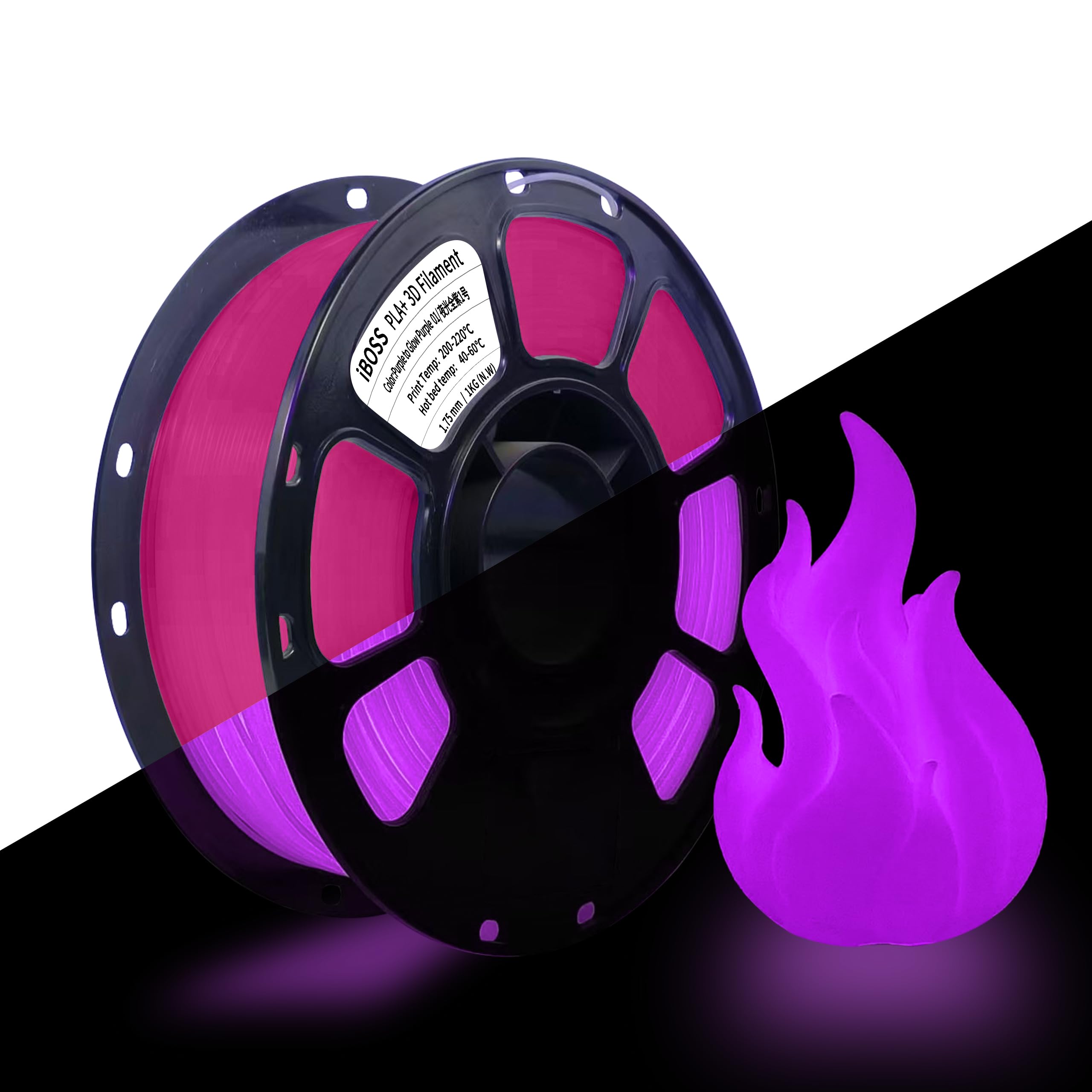 iBOSS PLA+ Filament PLA PLUS, drukarka 3D Filament PLUS, dokładność wymiarowa 1,75 mm +/- 0,02 mm, 1 kg, 2,2 funta, jasny fioletowy