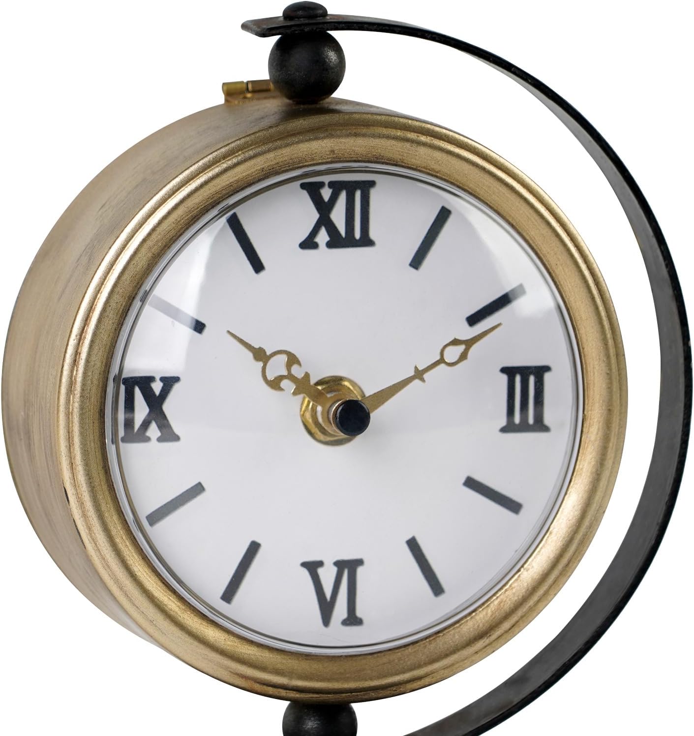 NIKKY HOME Gold Table Clock, Vintage Desk Clock Silent Non-Ticking Battery Operated Decorative Mantel Desk Shelf Clock for Living Room Decor
