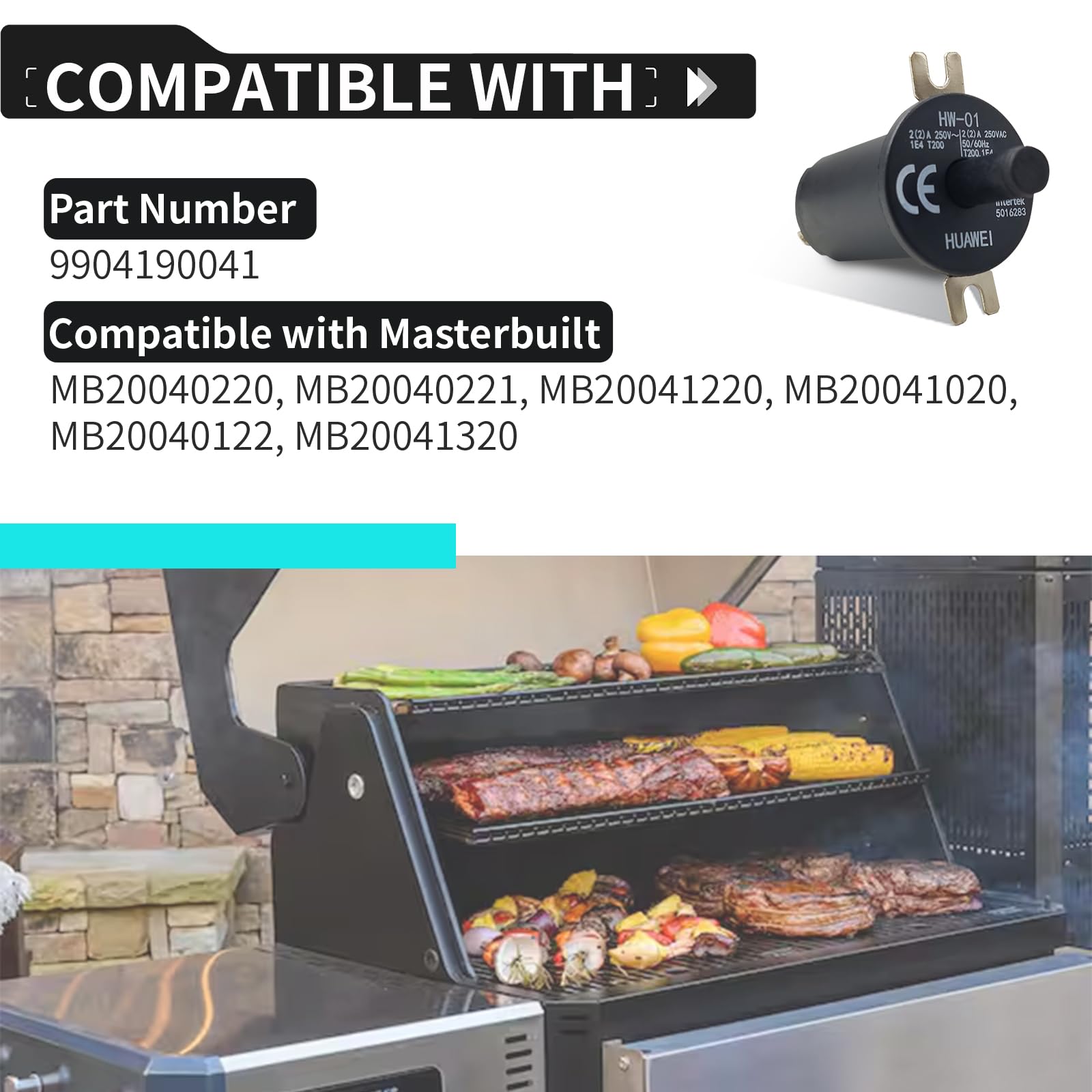 Paquete de 3 piezas de repuesto para interruptor de tapa/puerta para Masterbuilt Gravity Series 560/800/1050 XL Digital Charcoal Grill & Smoker 2