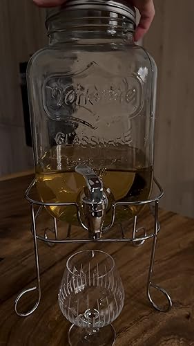 DRULINE Distributore Bevande con Gallo 3L 7L Vetro Campagna Dispenser Bevande Erogatore Saft - Rosso, 7,5 Litri