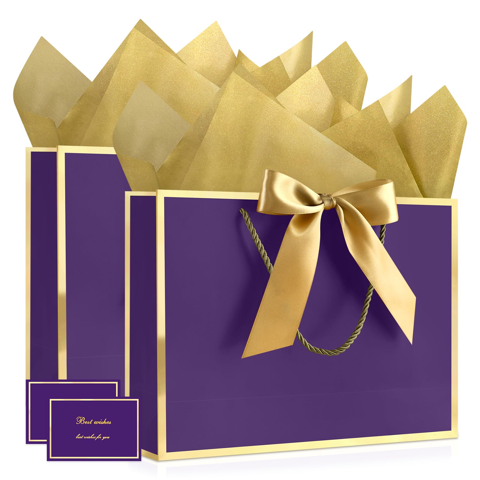 JMANNI Purple Medium Gift Bags for Women, 13" Birthday Bags with Handles