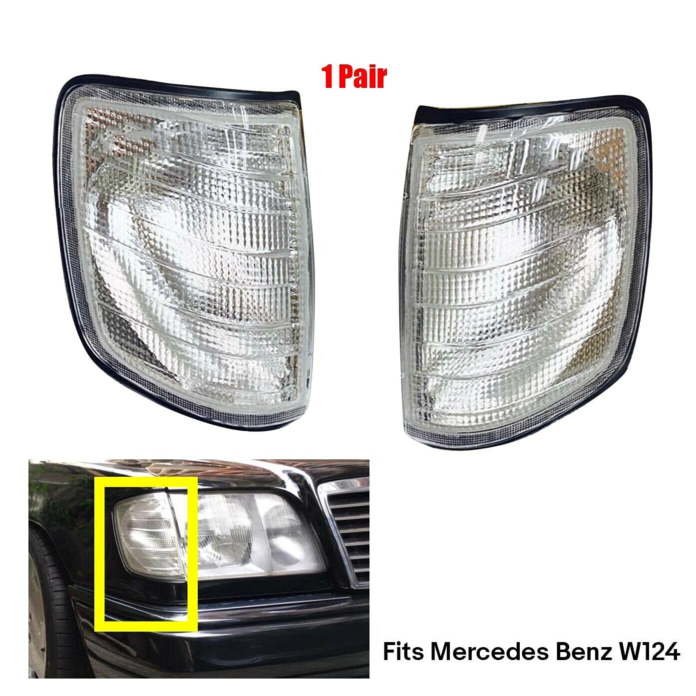 AIDIRui 1 Paire Clignotants Avant Pour Mercedes W124 E320 E420 E500 1994-1996 - Blanc