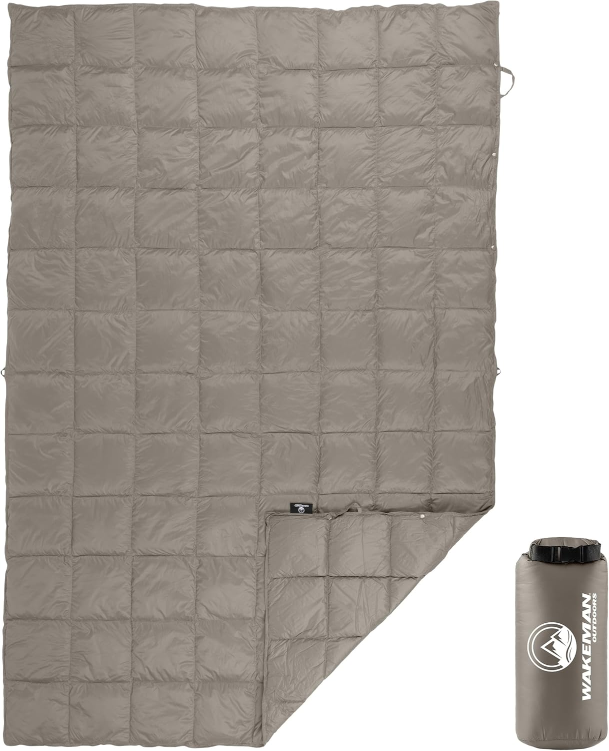 Down Camping Blanket Packable 78x52” Ultralight Compact Travel Blanket with Bag - Puffy Wearable Sleeping Gear for Camp, Hiking, Backpacking, Stadium, Festivals or Beach by Wakeman Outdoors (Gray)