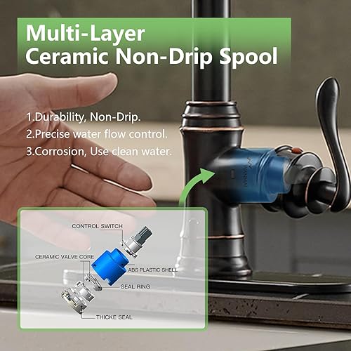 Miniatura 10 de Níquel cepillado, grifo de cocina extraíble de una sola manija con pulverizador, salida de 3 modos, latón sólido, placa de cubierta de orificio de