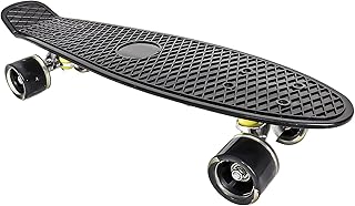Sporty Skateboard 22 inch long with flashing wheels - black
