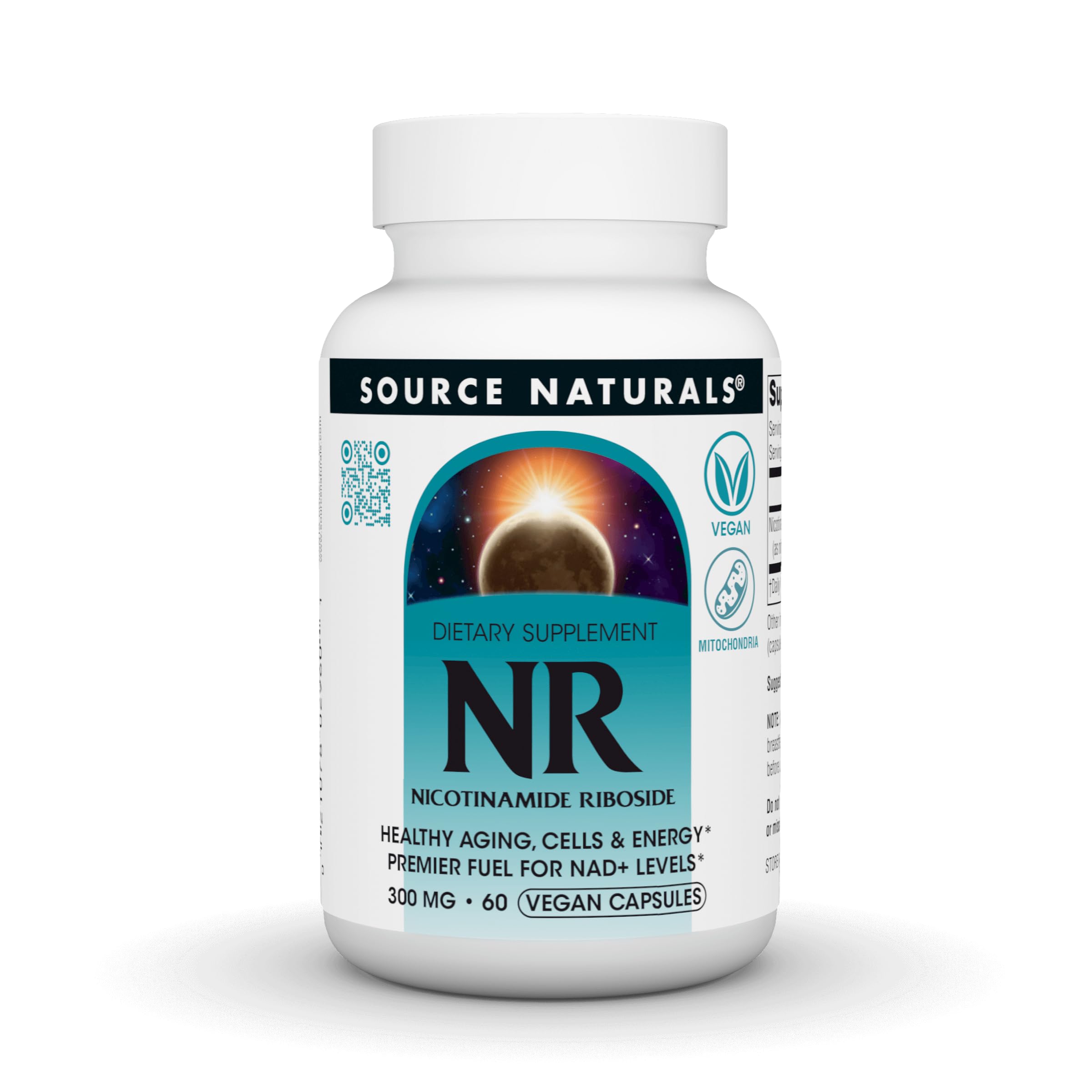 Source Naturals NR, Nicotinamide Riboside, Vegan Dietary Supplement for Mitochondria, Healthy Aging, Cells & Energy*, Premier Fuel for NAD+ Levels, 300 mg - 60 Vegan Capsules