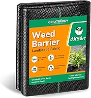 Vista 12 de GreatBuddy Tela de barrera contra malezas de 3 pies x 100 pies, resistente, 3.2 onzas de alta densidad para jardín, patio, camino, cubierta