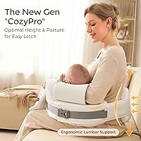Vista 2 de Momcozy CozyPro - Almohada de lactancia – Soporte lumbar y brazo – Protector de seguridad, espuma viscoelástica firme y elástica, soporte Blanco