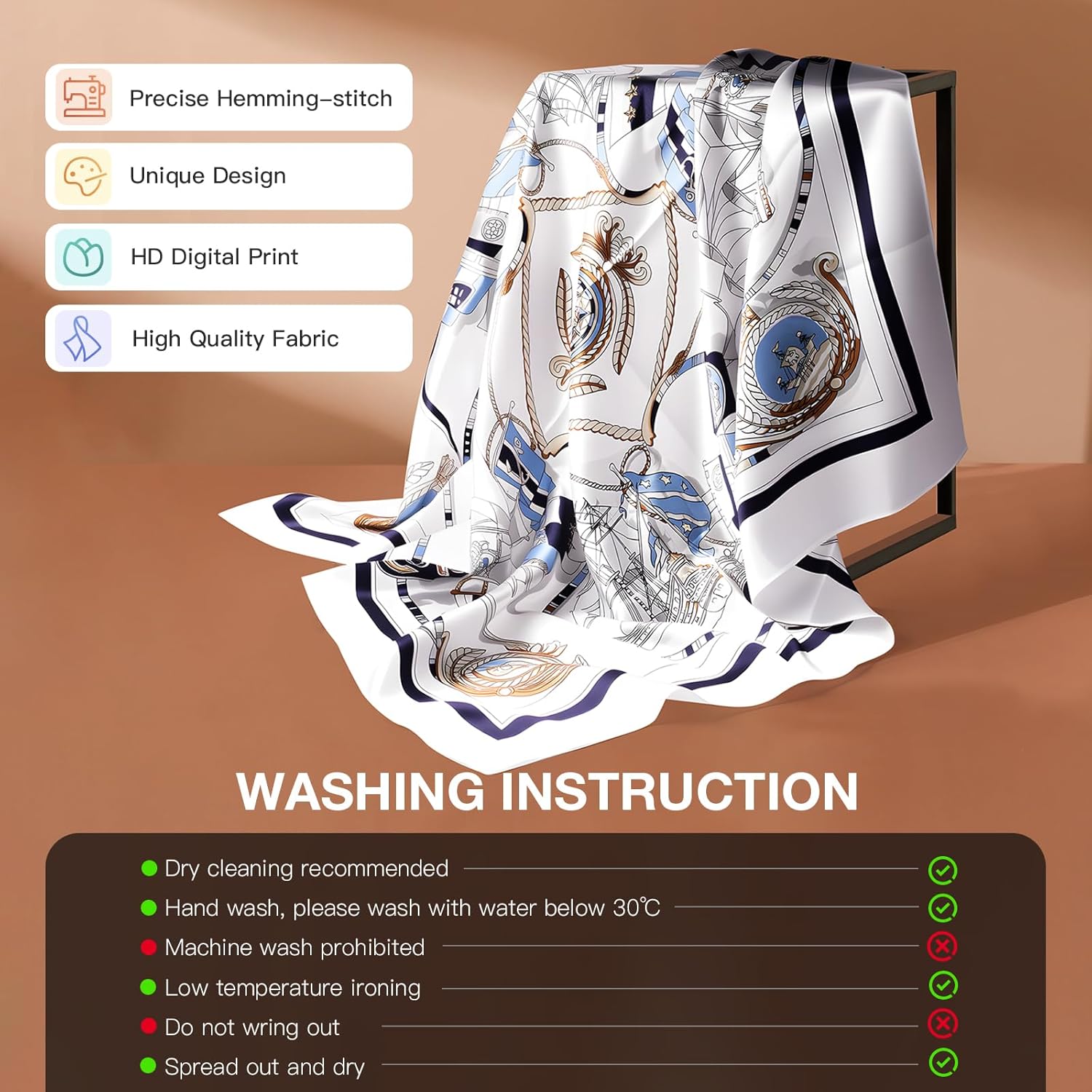 EasYoung 4Pcs Silk Feeling Scarf Large Square Satin Head Scarf for Women, Square Scarf Bandanas for Sleeping 35 Inches - Image 6