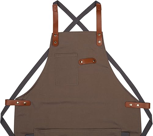 Miniatura 3 de NEOVIVA Delantal de herramientas con estilo para cocinero y mujer, con bolsillos, divertido delantal de trabajo