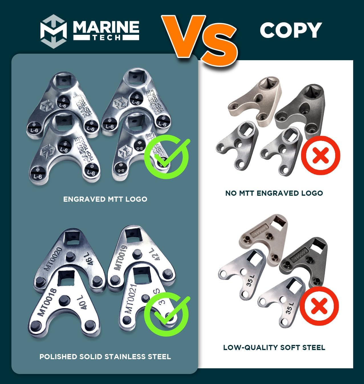 Marine Tech Tools Mercury Pin Wrench Set - 40mm (AMT0018) 42mm (AMT0019) 46mm (AMT0020) 31mm (AMT0021) - Fits on Mercury Verado 175-350hp, Mercury Four Stroke 40-115 & 150hp, Mercury Optimax