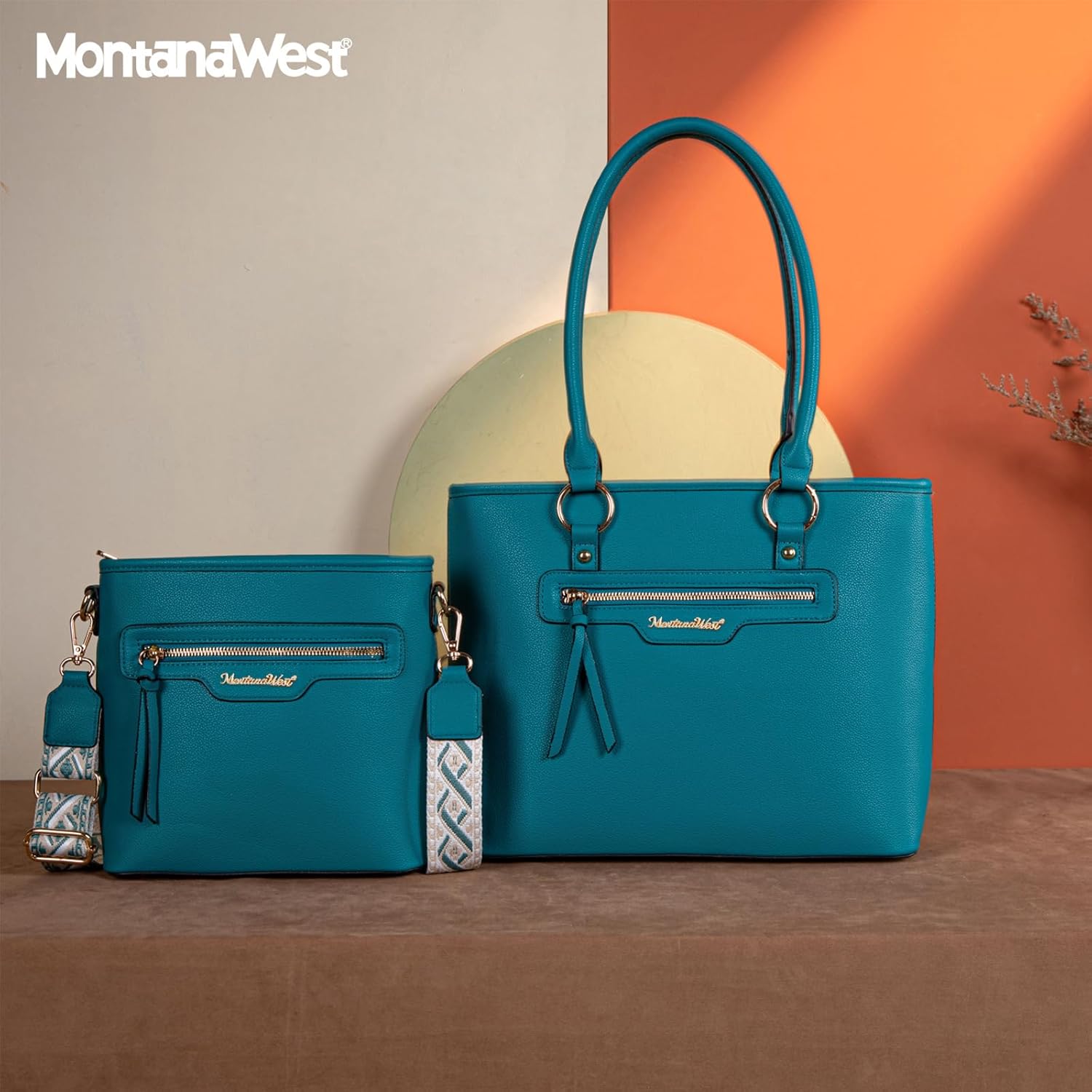 Montana West 2Pcs Handbags Sets for Women Large Tote Bags Cute Crossbody Purses - Image 2