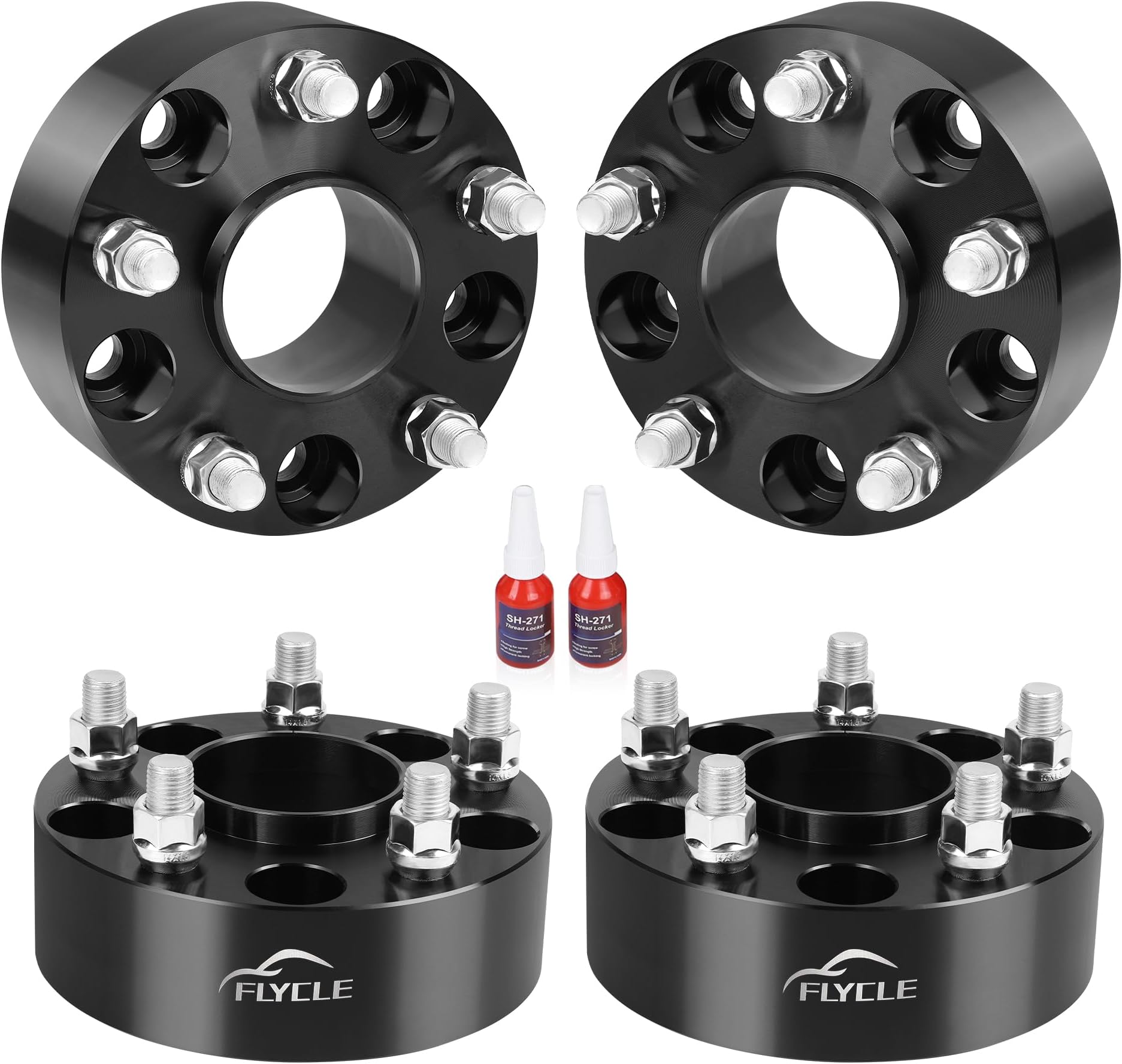 FLYCLE 2 inch 5x5 Hubcentric Wheel Spacers for 2018-2025 Wrangler JL/JLU, 2019-2025 Gladiator JT, 5x127mm Forged Wheel Spacer with 14x1.5 Studs & 71.5mm for 2011-2025 Grand Cherokee WK2 Durango