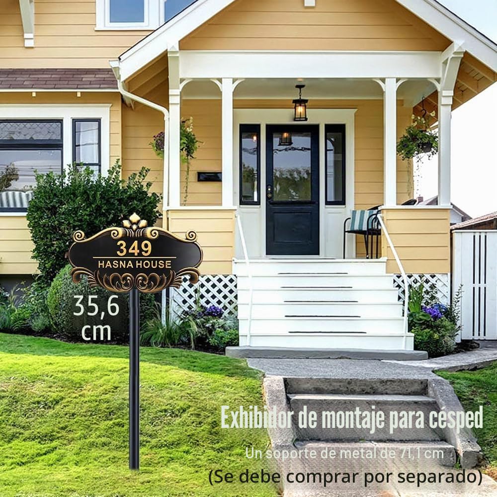 Placa de Dirección de Casa Personalizada 12" Números Fundidos para el Exterior Nombre de la Calle Placa de Dirección Vintage para Buzón Puerta Habitación Pared Clásica al Aire Libre Latón Antiguo