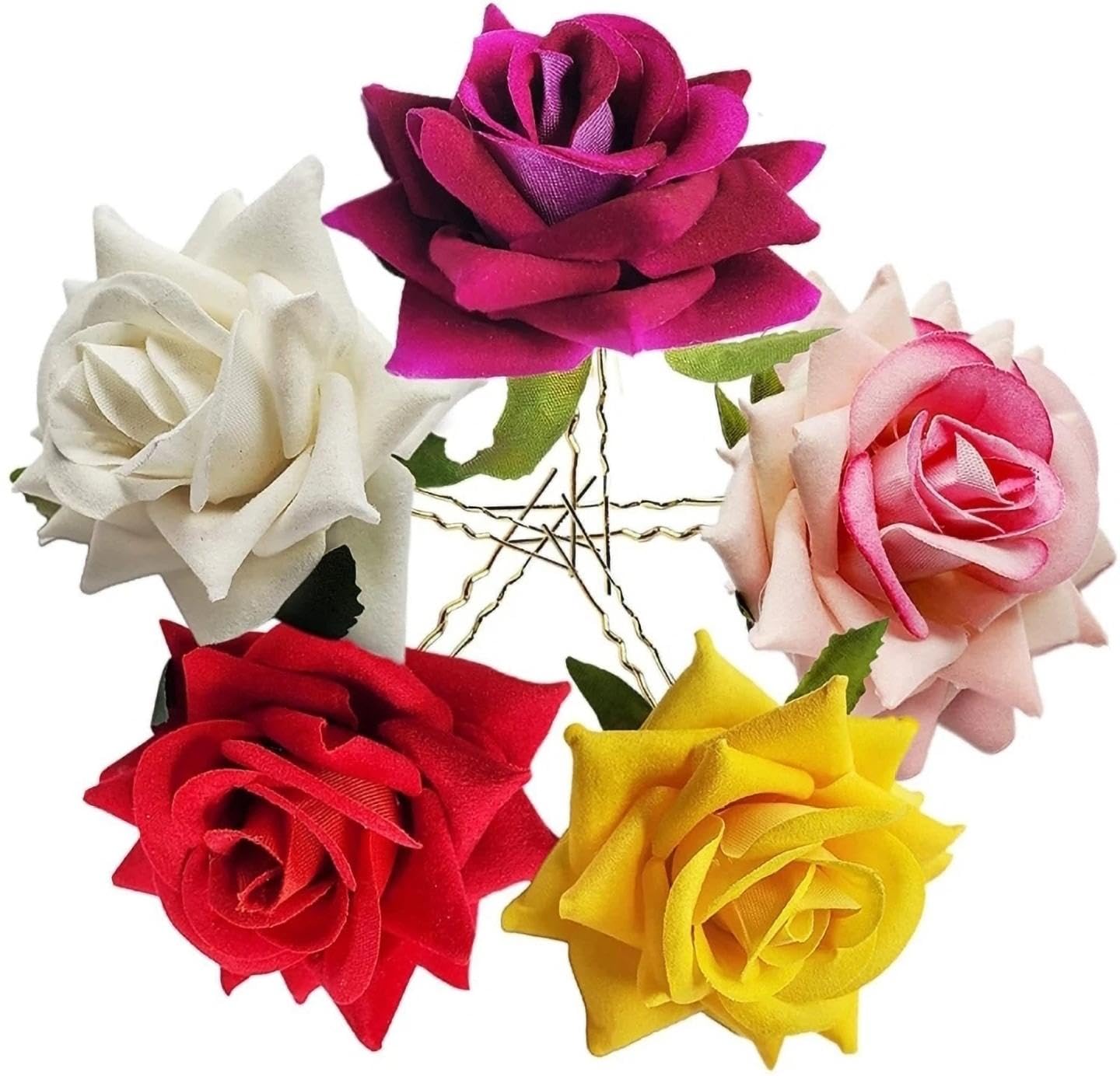 Rubela Rose Flower Juda Pin Flower U Shape Pin For Girls & Women Multicolor Pack Of 6 (B0CQRL5CRL) Amazon Price History, Amazon Price Tracker