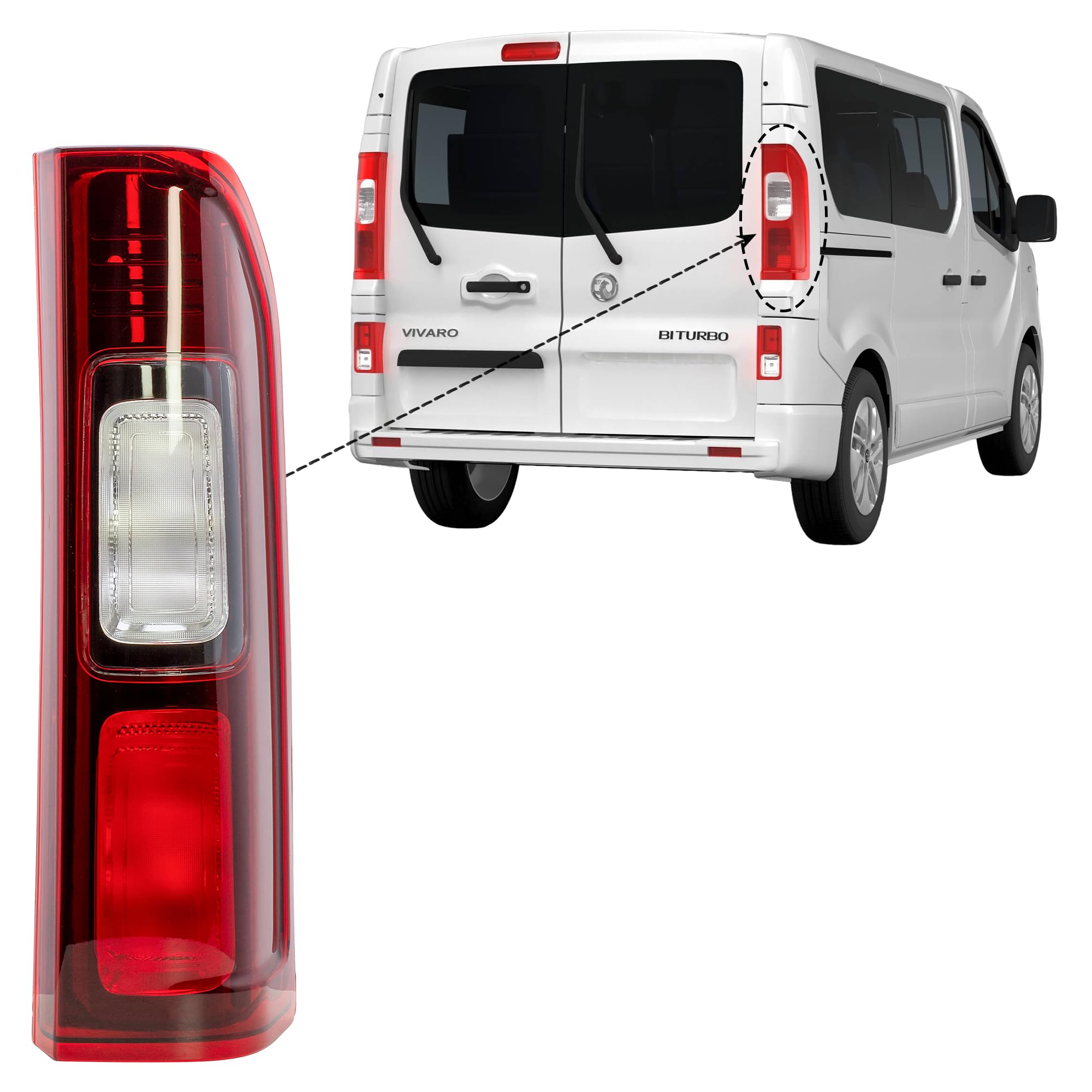 LONGLING Luz trasera derecha luz trasera luz de freno para Renault Trafic Nissan NV300 2014-2023 Fiat Talento Opel Vivaro B 2014-2022