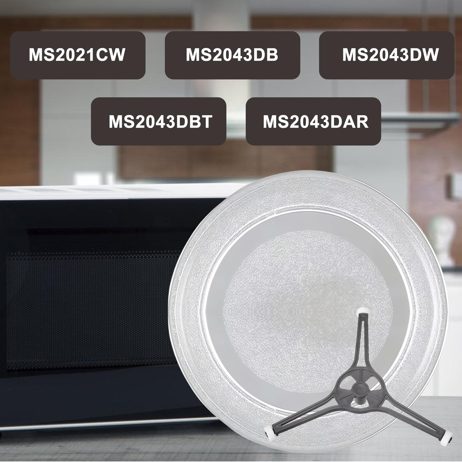 Piatto girevole universale per forno a microonde, piatto girevole in vetro con supporto per piatti, forno a microonde, piastra in vetro, piatto girevole in vetro per forno a microonde (tripod)