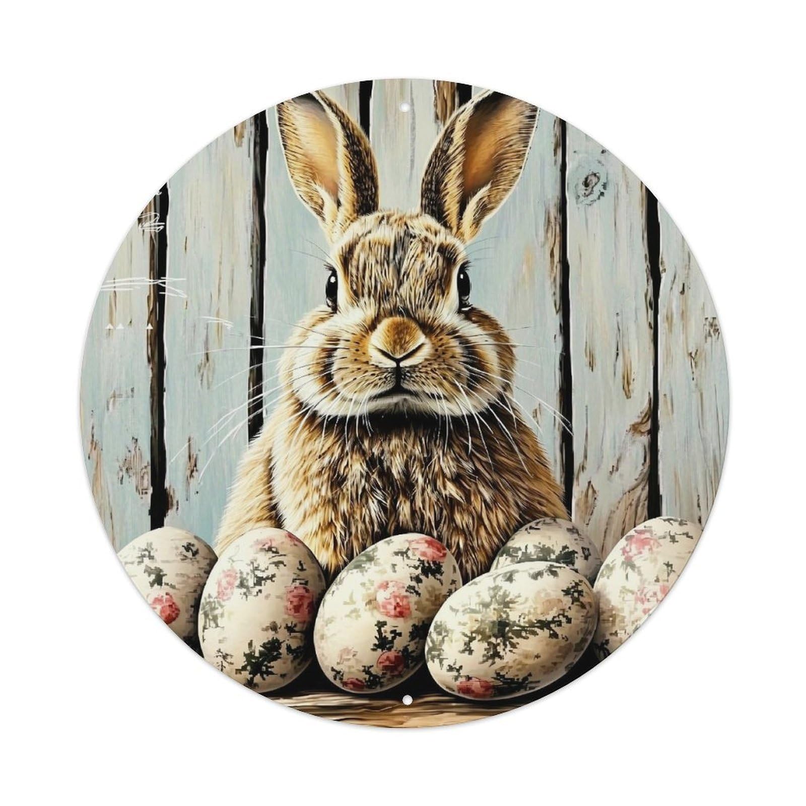 Floral Pattern On Eggs Vintage Metal Tin Sign Retro Wall Decor for Home Bar Garage Cafe, Indoor & Outdoor Decorative，circle Metal Poster, 8x8 Inch