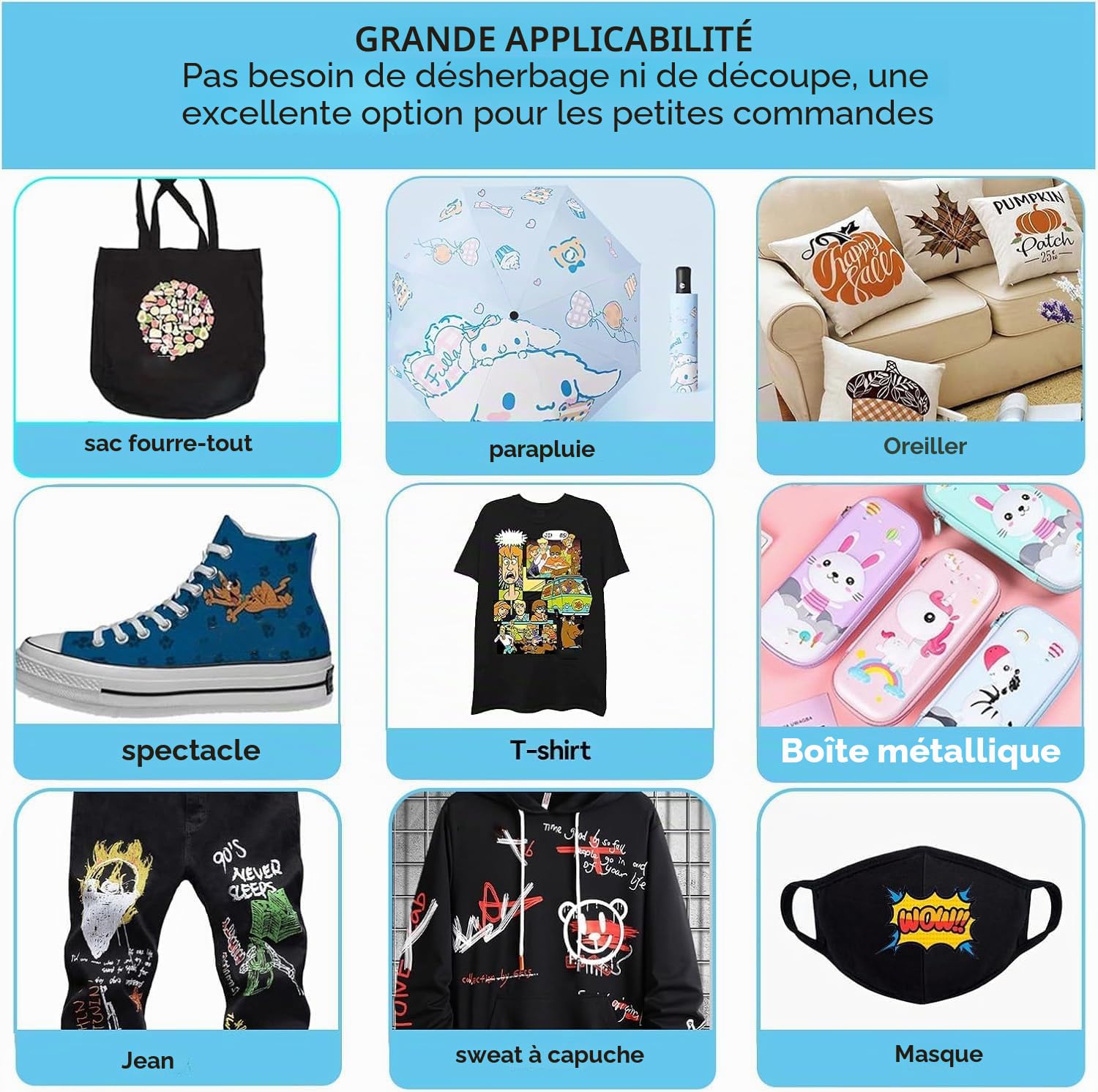 Rouleau de feuilles de transfert DTF, 33 cm x 100 m Papier transfert PET mat pré-traité, directement sur film pour tous les imprimantes de sublimation et DTF, pour sacs, T-shirts, textile