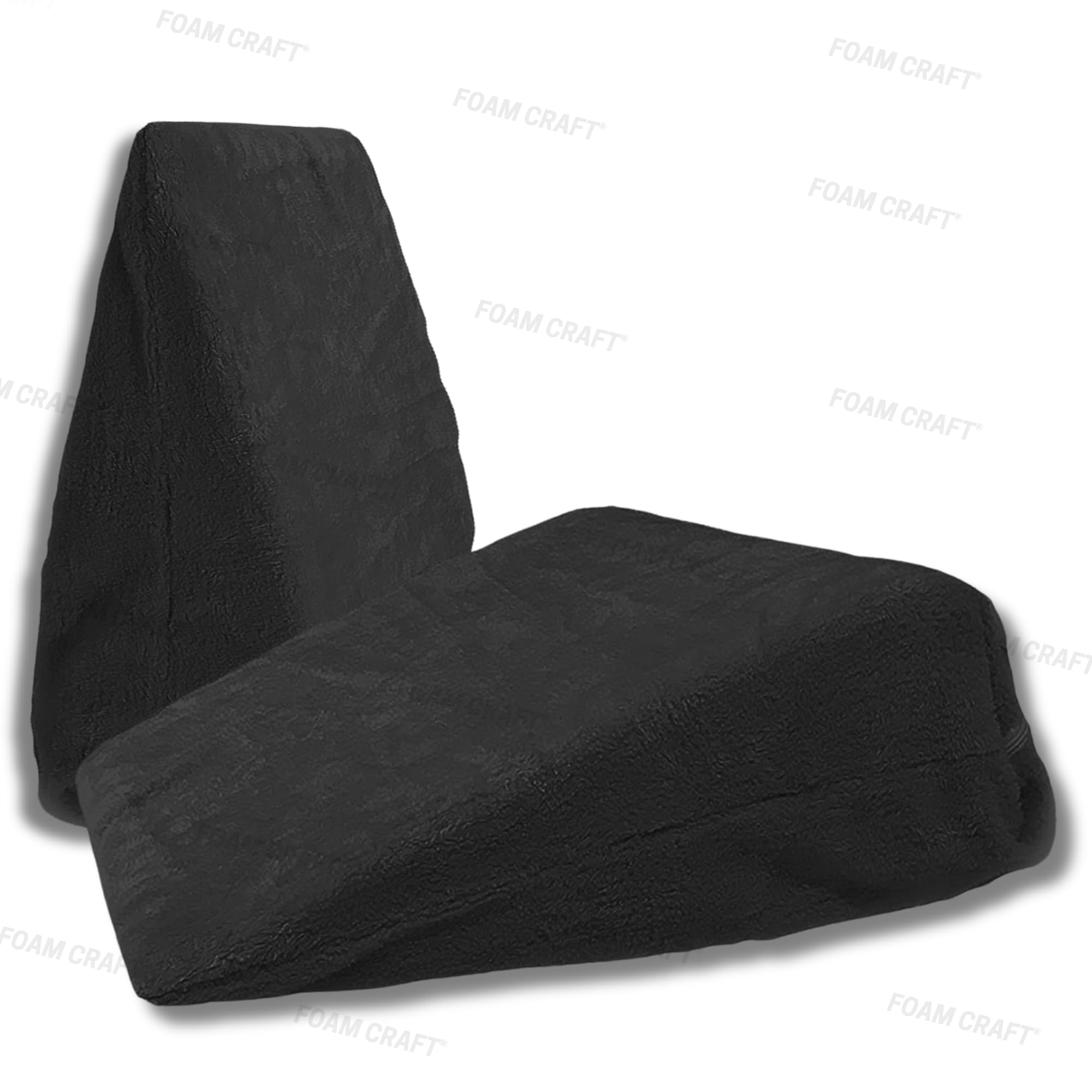 Foam Craft Black Wedge Pillow For Anti Snore, Back Pain, Shoulder & Neck Pain Relief | Acid Reflux Pillow For Gerd, Sleep Apnea & Back Rest For Bed Pillow Wedge With Fluffy Fleece Cover (, 34Cm X 36Cm X 10Cm)