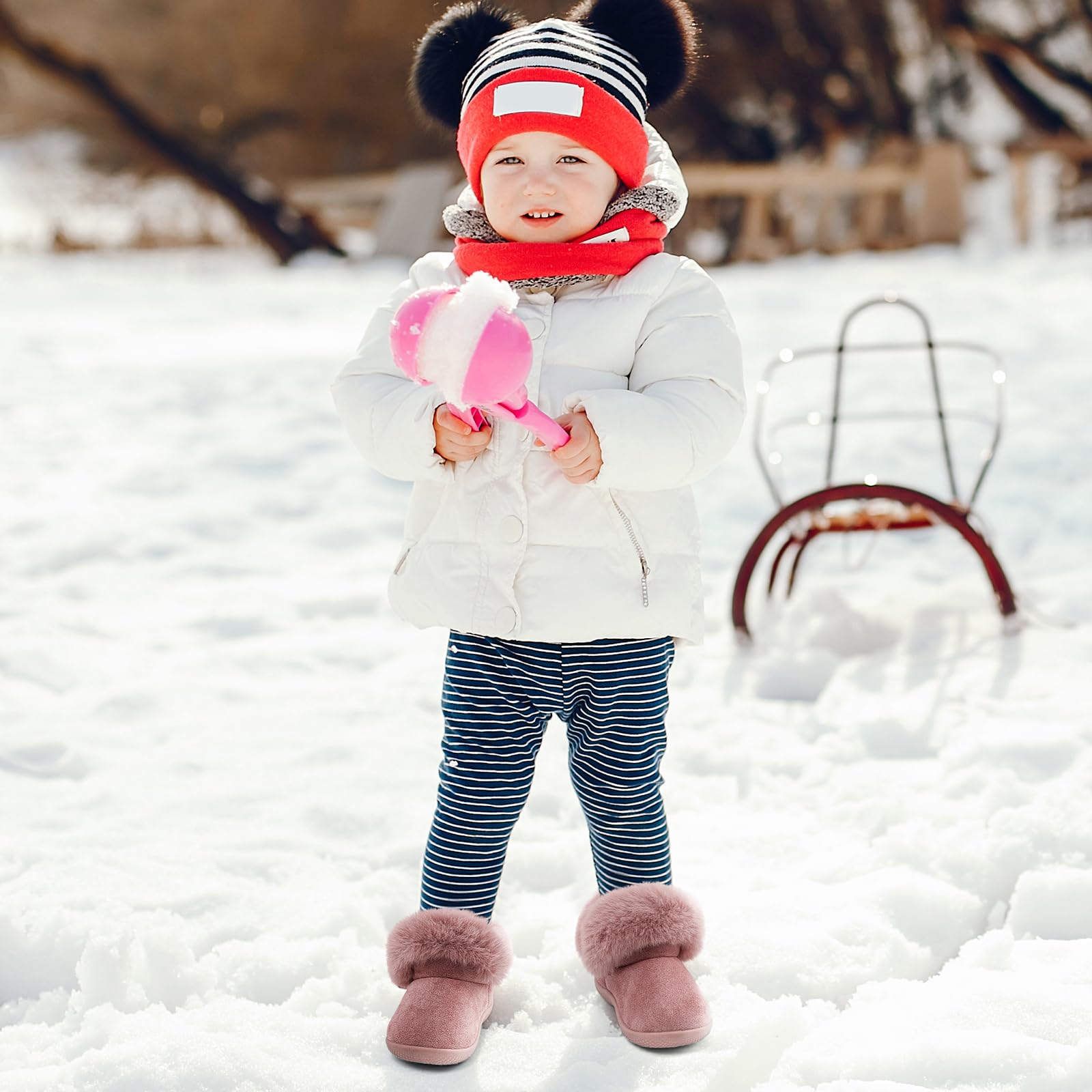 MK MATT KEELY Botas Bebé Niña Invierno 0-5 Años Botas de Nieve Exterior Zapatillas Primeros Pasos Cálido con Suela Antideslizante Suaves