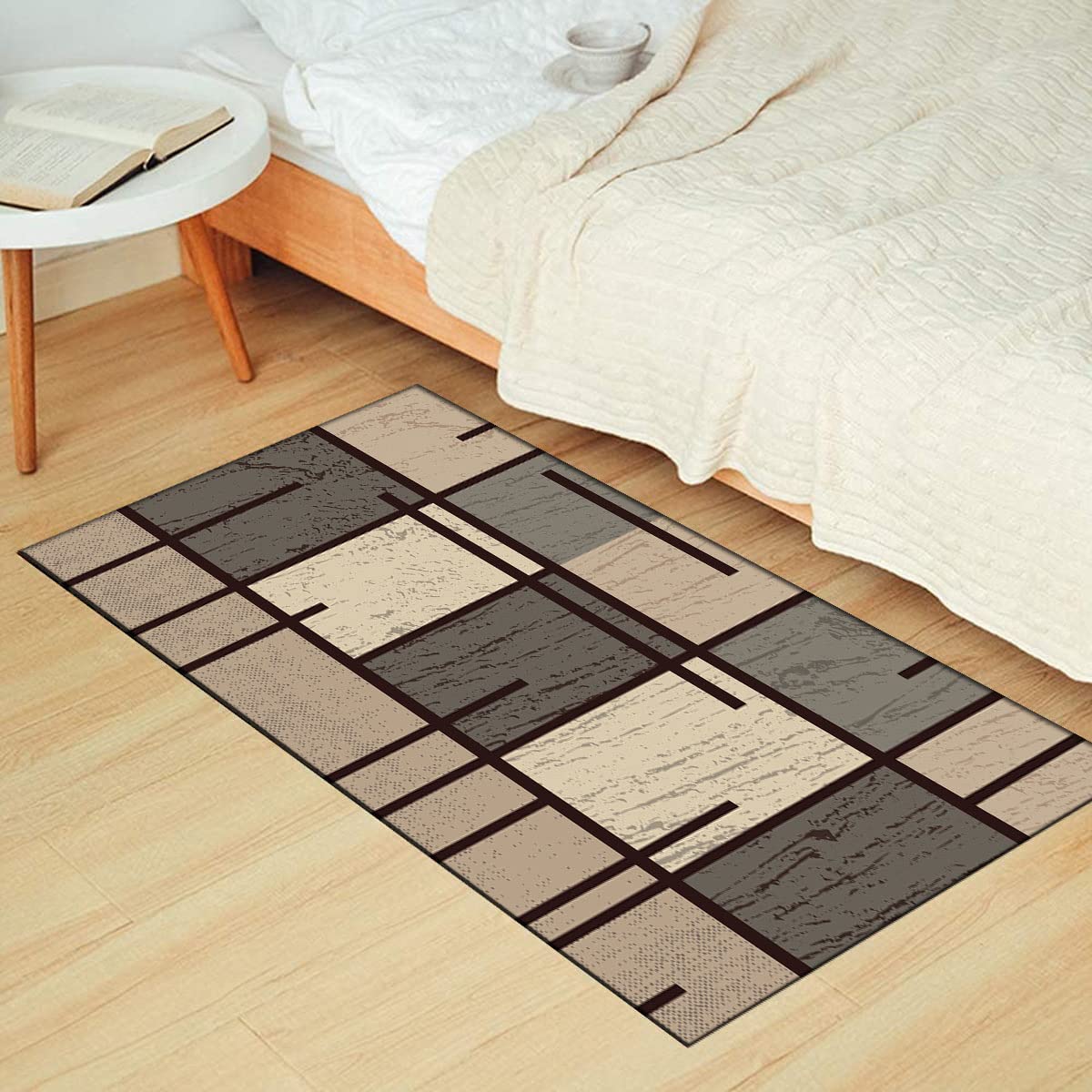 Läufer Teppich Flur rutschfest Modern Vintage Geometrisch Rechteckig Teppich für Küche und Wohnzimmer Ideal für Korridorräume
