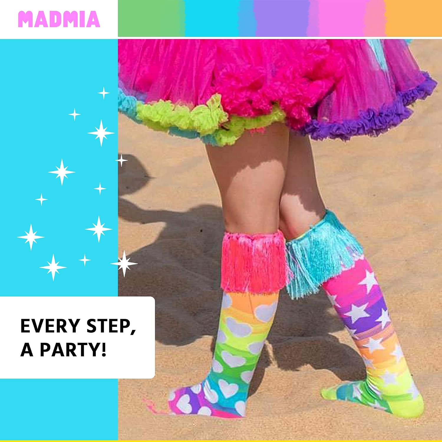 MADMIA Let's Dance Socks, Beautiful Knee-High Dance Socks With Custom Made Tassels At The Top!