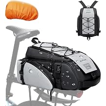 19L Reflective Bike Rack Bag Water Resistant Cycling Pannier Saddle Shoulder Bag with Rain Cover 4-in-1 Versatile Bag Accessories for Travel Commuting Shopping Outdoor Cycling Night-Riding Fitness