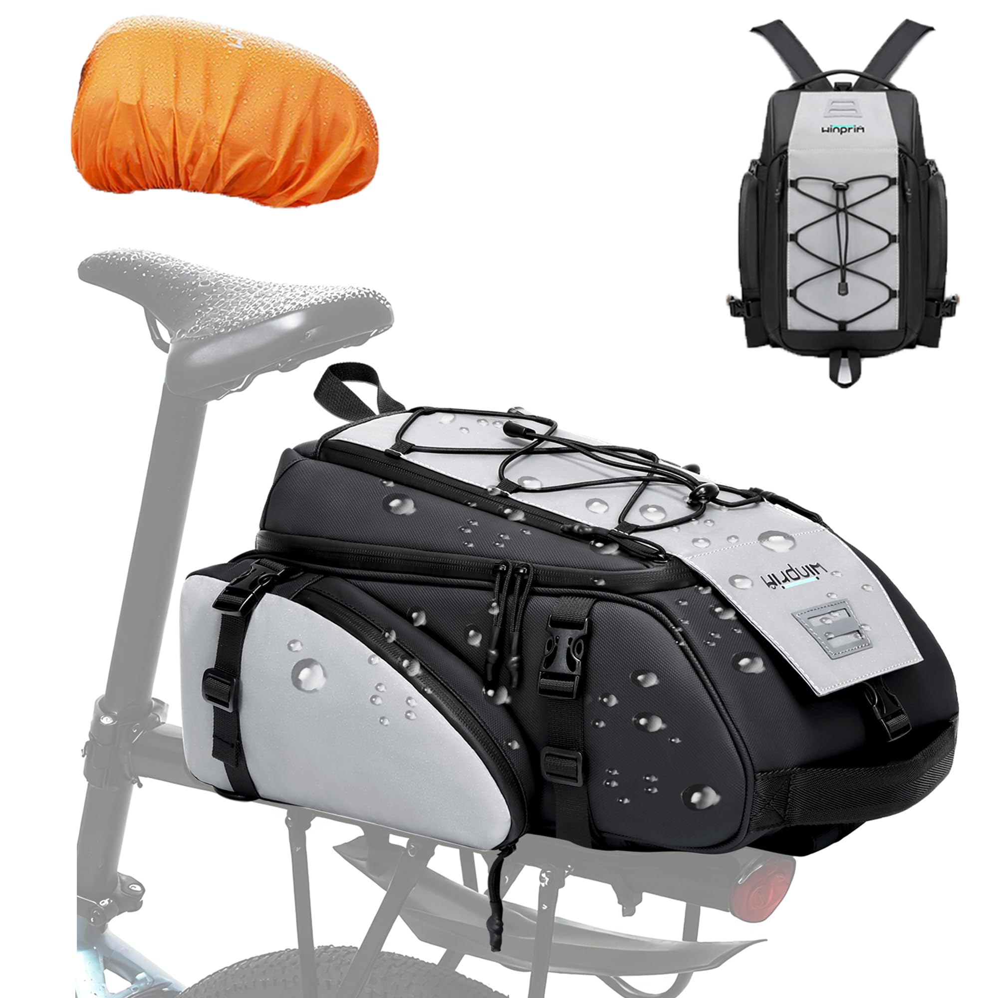 WINPRIM 19L Reflective Bike Rack Bag