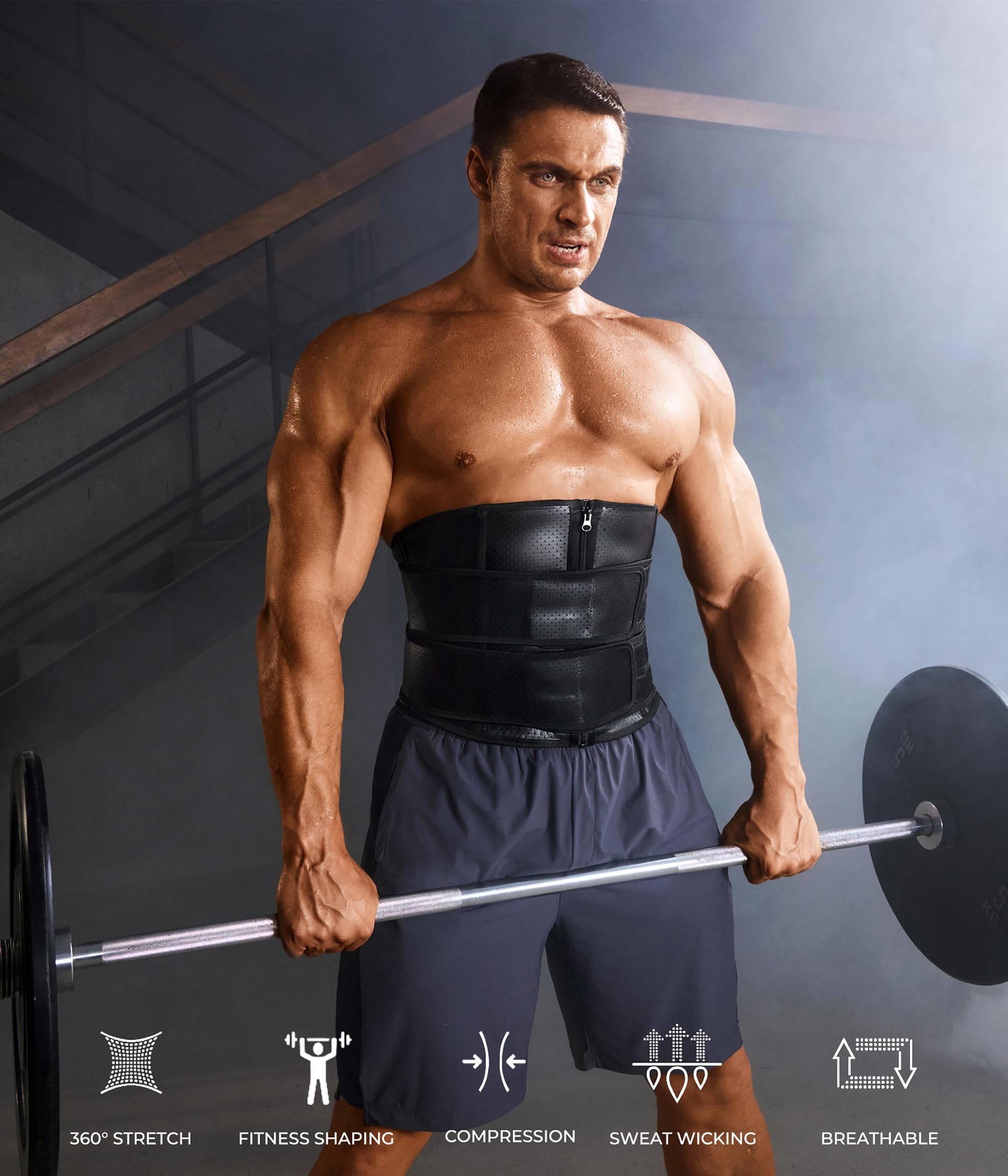TAILONG Entrenador de cintura para hombre, faja reductora de sudor, fajas para hombre, faja moldeadora de estómago para entrenamiento