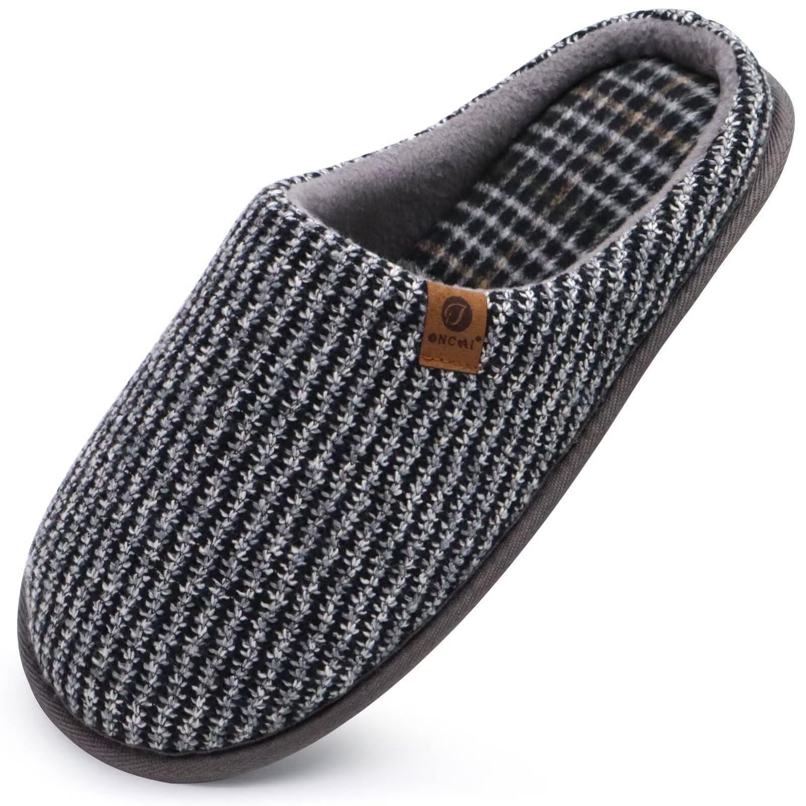 ONCAI Pantofole da Uomo Invernali, Comoda Memory Foam Calde Scarpe da Casa in Lana Con Suola Antiscivolo Taglia 40-49 EU