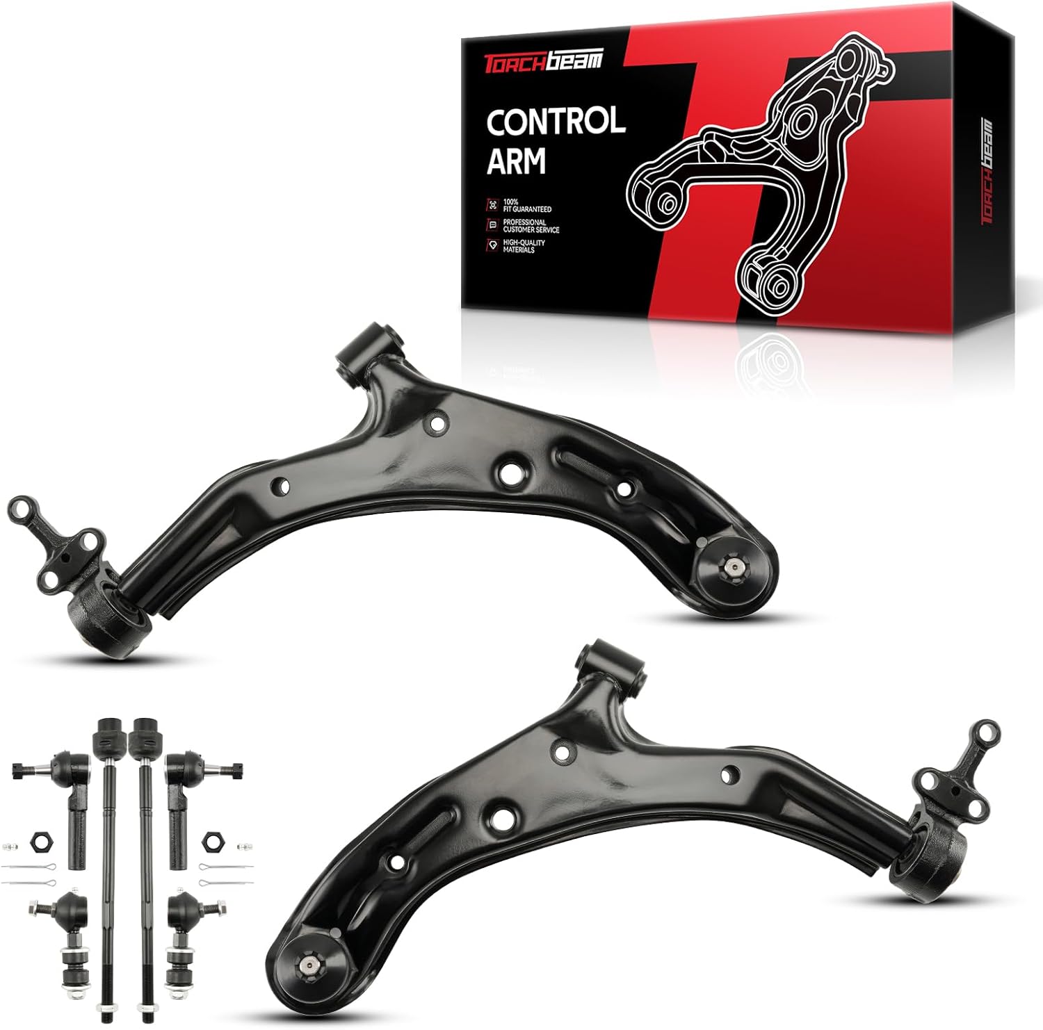 Torchbeam Front Lower Control Arm w/Ball Joint & Tie Rod End & Sway Bar Link Suspension Kit Replace for 2000 2001 2002 2003 2004 2005 for Ni-ssan Sentra Left & Right K620359 K620358 8pcs